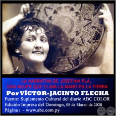 LA NARRATIVA DE JOSEFINA PLÁ, UNA MUJER QUE CLAVA LA MANO EN LA TIERRA - Por VÍCTOR-JACINTO FLECHA - Domingo, 08 de Marzo de 2020